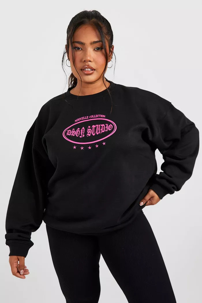 Plus Dsgn Studio Gothic Slogan Sweatshirt | Boohoo.com (UK & IE)