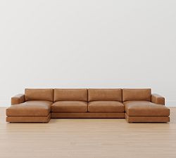 Carmel Lounge Leather Double Chaise Sectional (144"–184") | Pottery Barn (US)