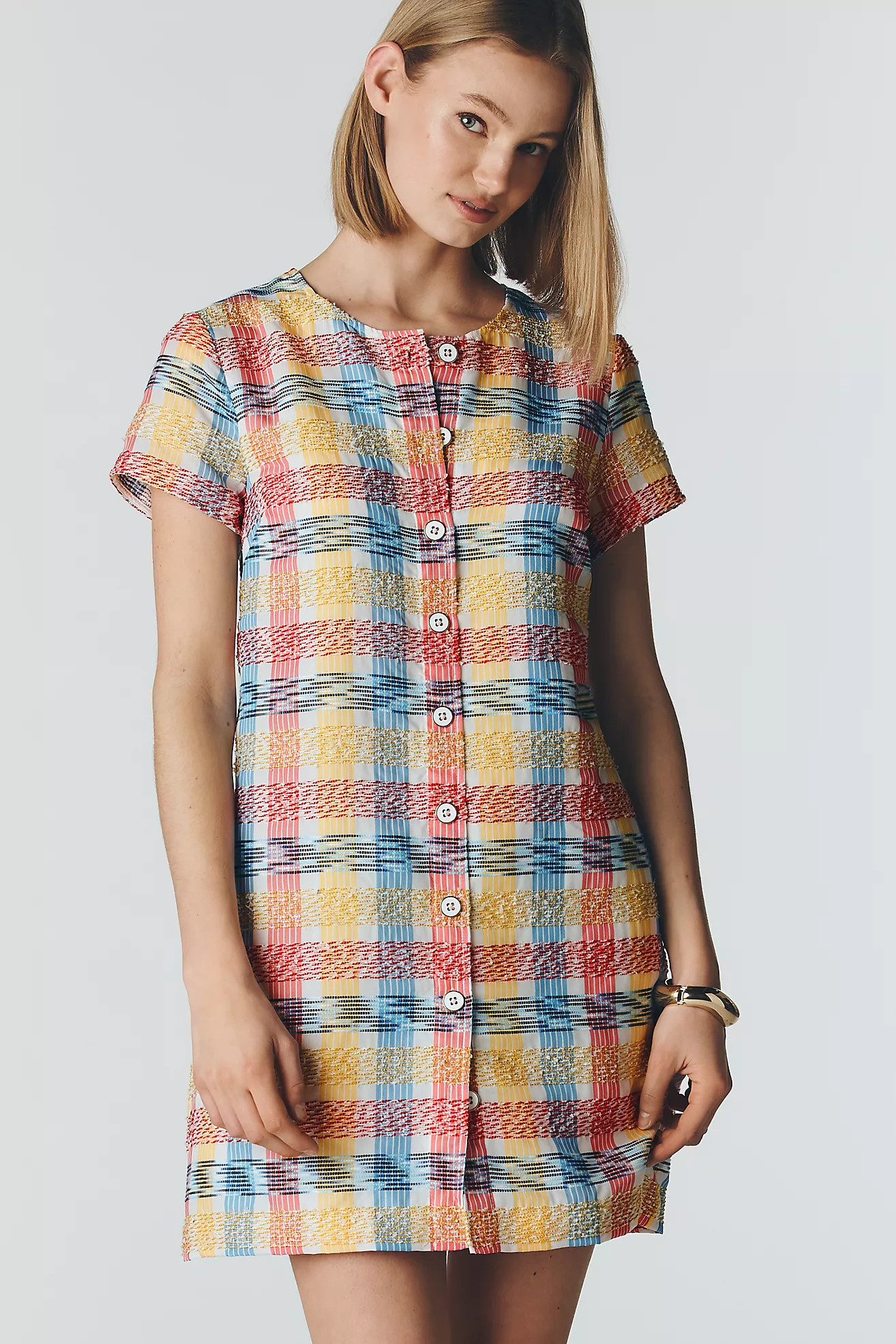 Maeve Gingham Buttondown Shift Dress | Anthropologie (US)