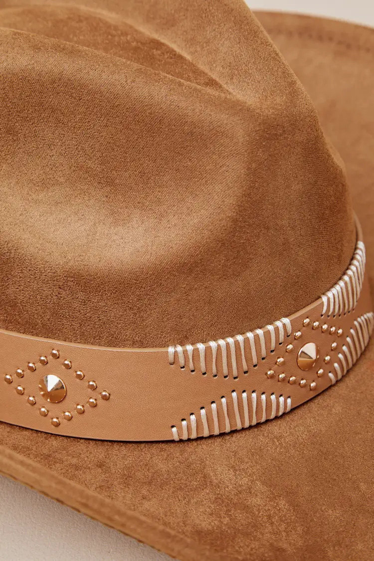 Briette Light Brown Studded Cowboy Hat | Lulus