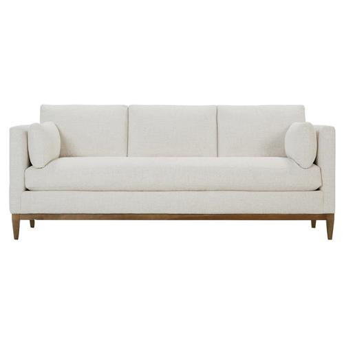 Leah Modern Bone White Upholstered Latte Wood Base Performance Sofa - 86"W | Kathy Kuo Home