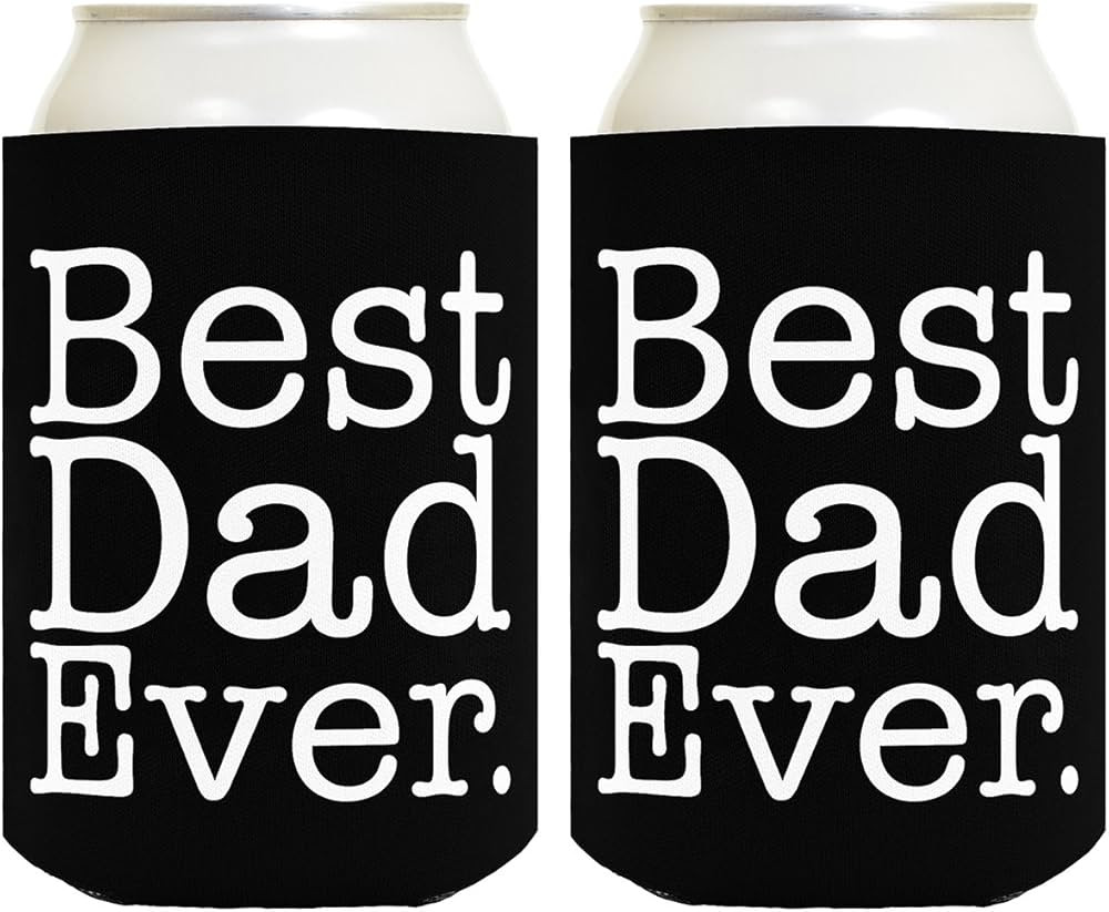 Funny Beer Coolie Best Dad Ever 2 Pack Can Coolies Black | Amazon (US)