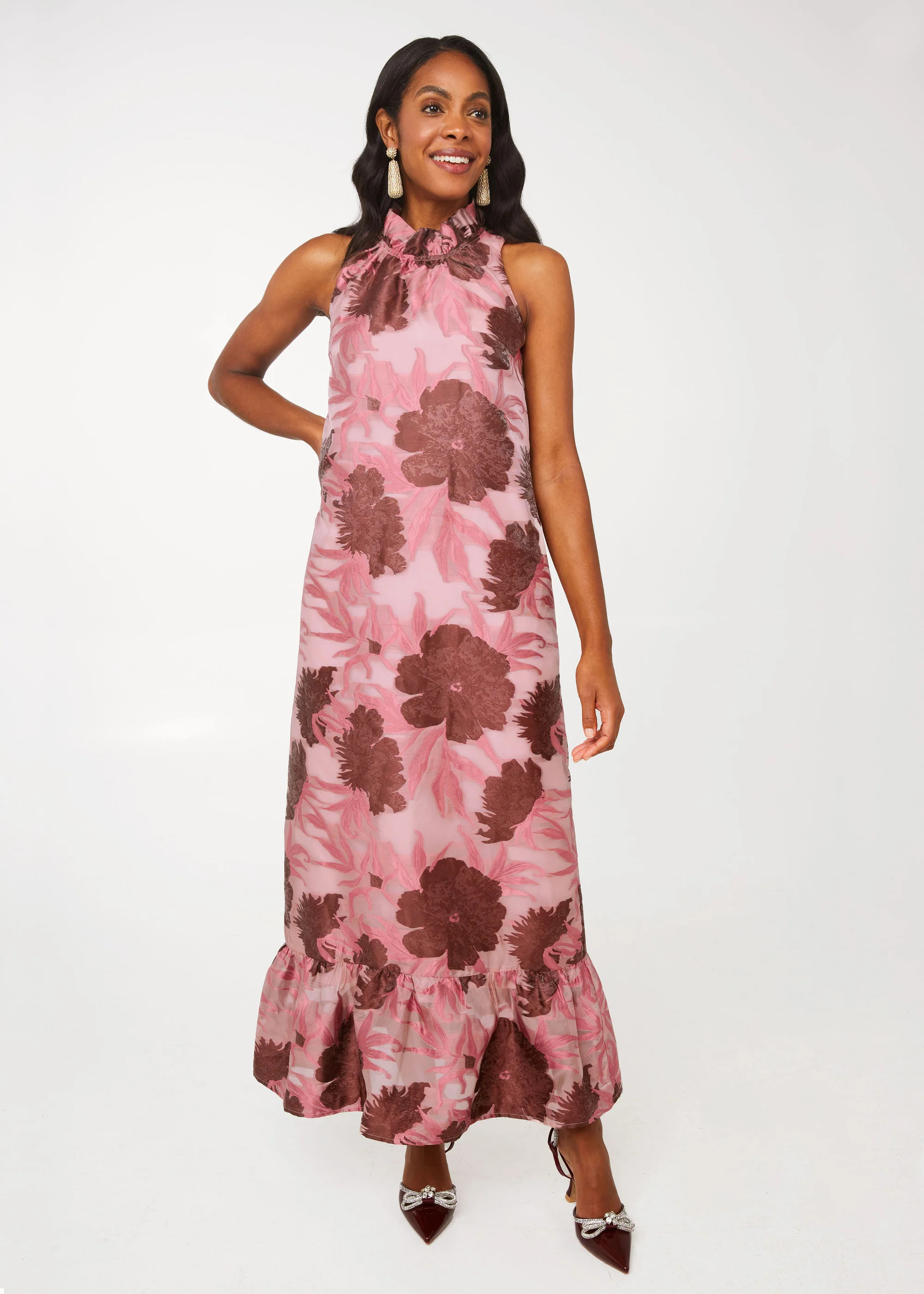 Camille Gown Blush Pansy Vine Organza | Abbey Glass