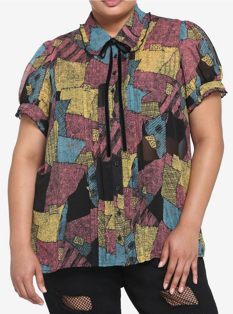 The Nightmare Before Christmas Sally Girls Woven Button-Up Plus Size | Hot Topic