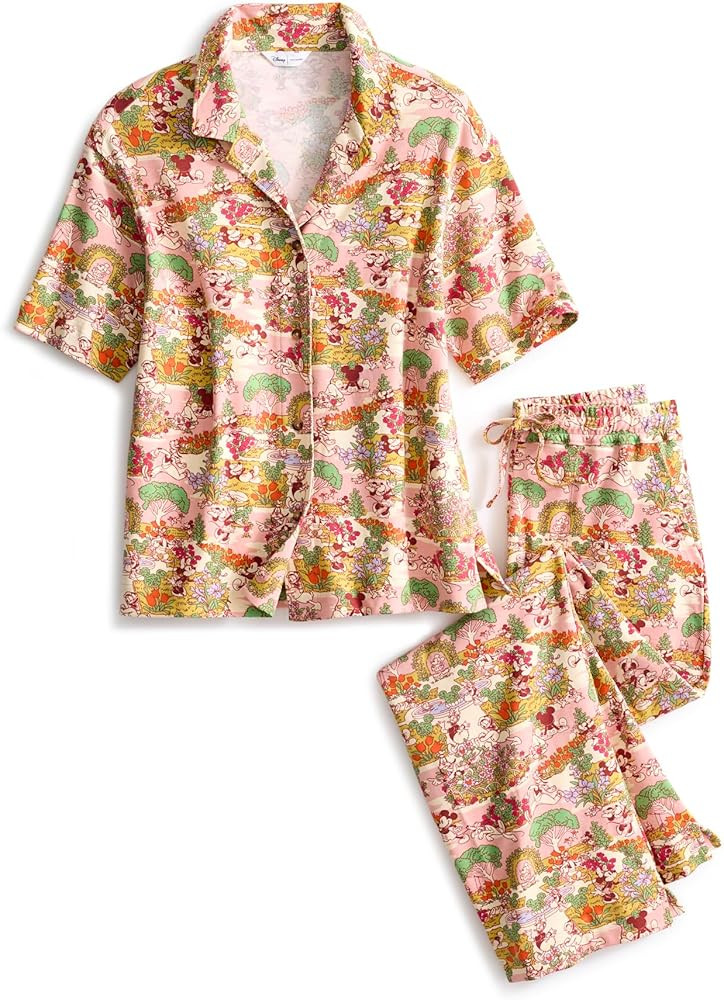 womens Disney Cotton Button-down Pajama Set | Amazon (US)