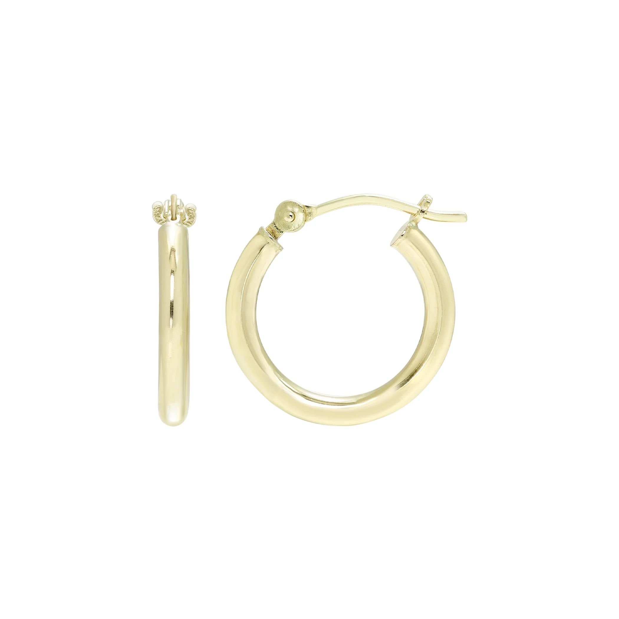 14k Yellow Gold 2mm Polished Hoop Earrings, 12mm to 30mm, Women, Girls | Walmart (US)