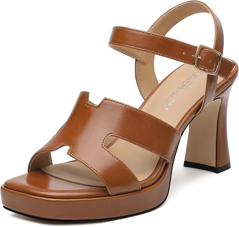 ROSERWISH Women's Chunky High Heel Sandals with Platform - Square Open Toe Wedding Party Dress Sh... | Amazon (US)