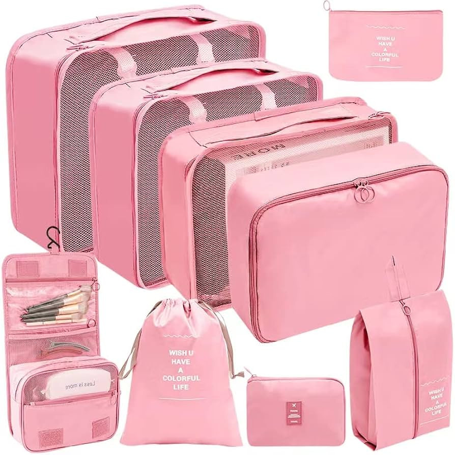 Packing Cubes for Suitcases, 9 Set Compression Storage Travel Luggage Organizers with Toiletry Ba... | Amazon (CA)