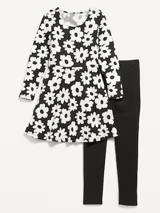 Long-Sleeve Fit and Flare Dress and Leggings Set for Girls | Old Navy (US)