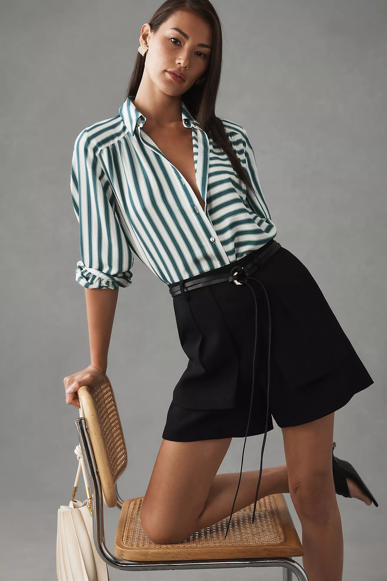 Maeve Silky Striped Buttondown | Anthropologie (US)