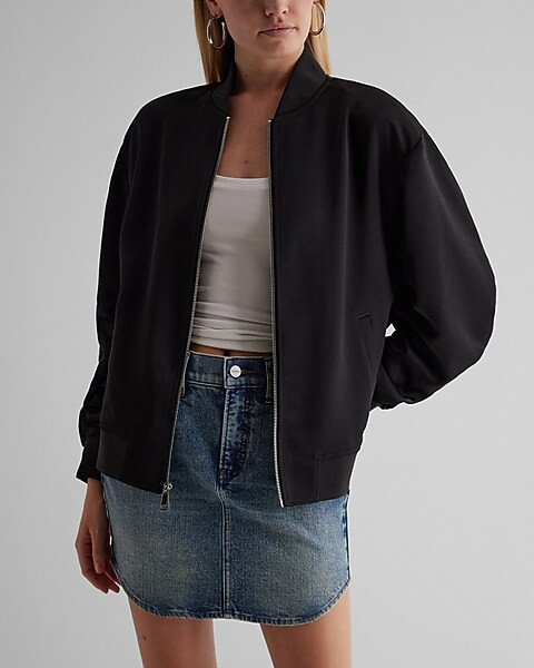 Satin Oversized Bomber Jacket | Express
