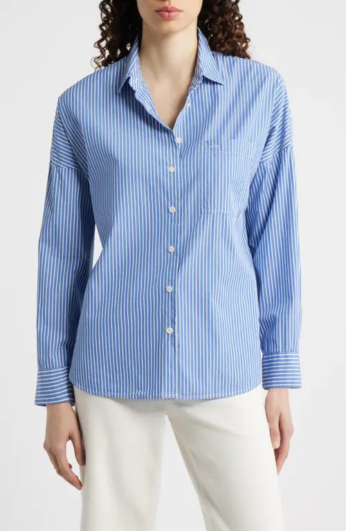 Alex Mill Jo Stripe Cotton Poplin Button-Up Shirt in Blue/white Stripe at Nordstrom, Size Small | Nordstrom