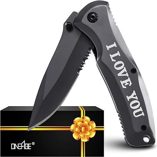 Valentines Day Love Gifts for Him Husband Boyfriend, I LOVE YOU Pocket Knife for Camping Hiking F... | Amazon (US)
