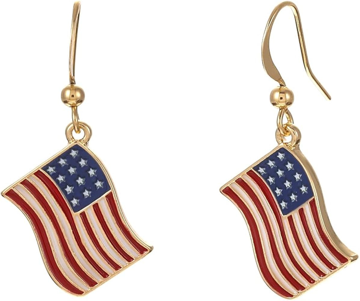 Madison Tyler Dangle Earrings for Women | Country Flag Earring for Women | Flag Dangling Fish Hoo... | Amazon (US)