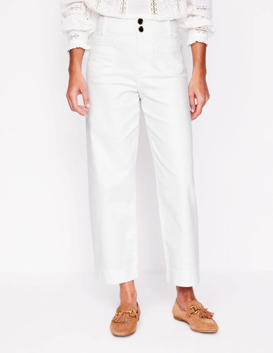 Primrose Patch Pocket Trousers-White | Boden UK
