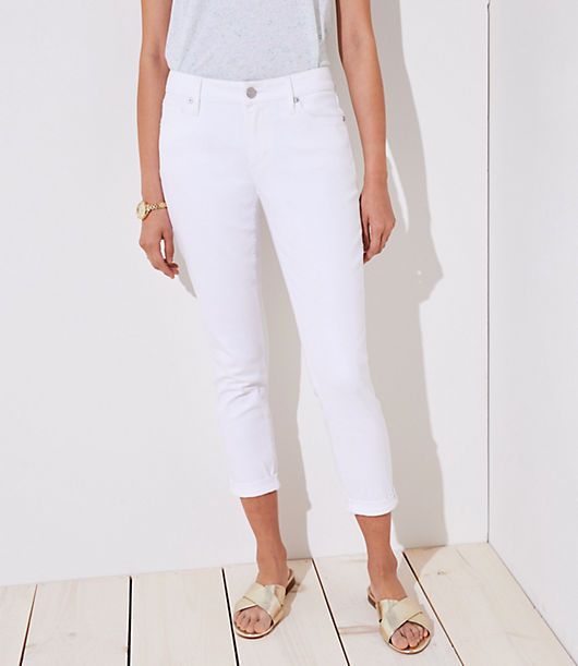 LOFT Curvy Skinny Crop Jeans in White | LOFT