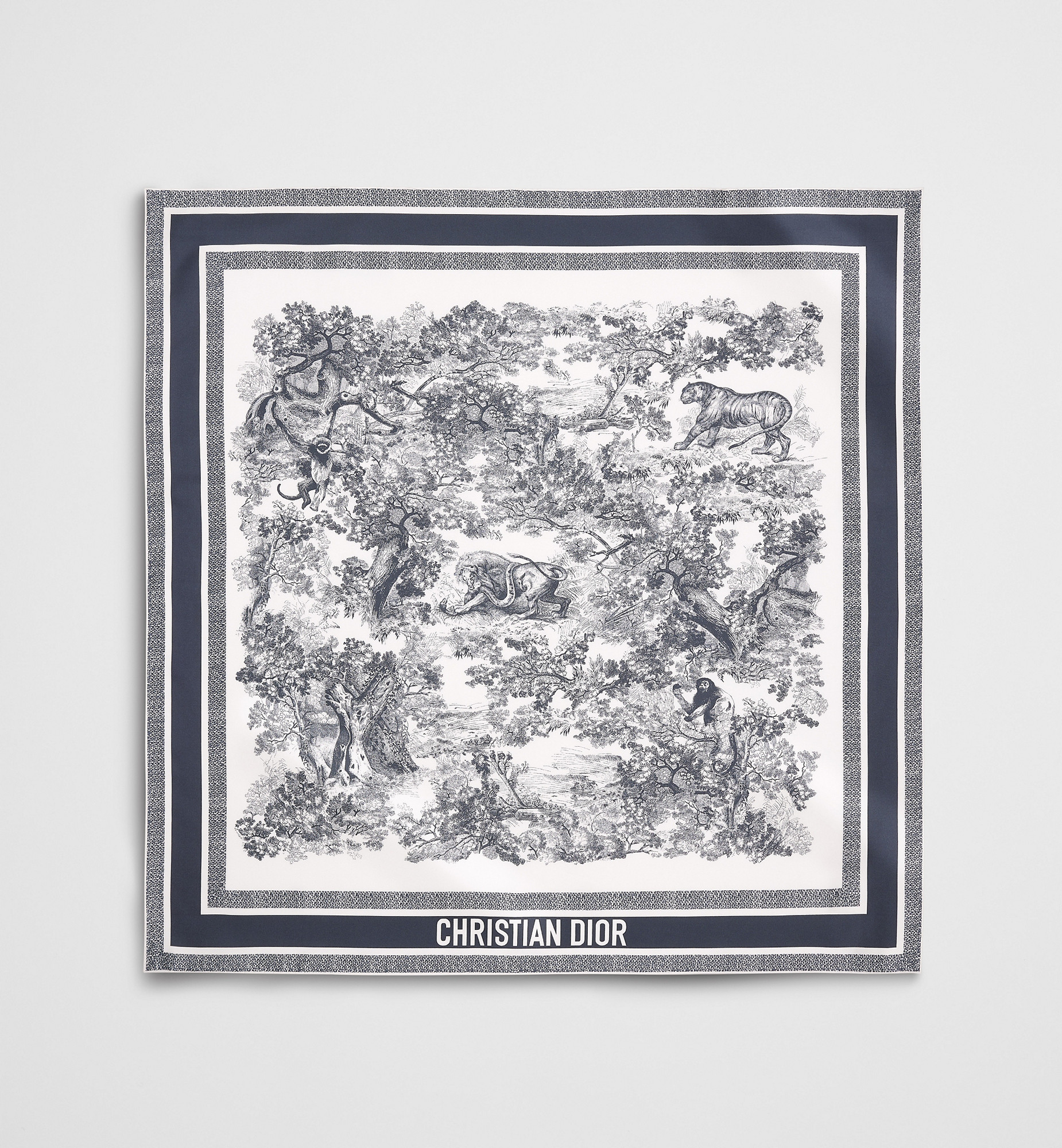 Toile de Jouy Sauvage 90 Square Scarf Ivory and Navy Blue Silk Twill | DIOR | Christian Dior Parfums UK