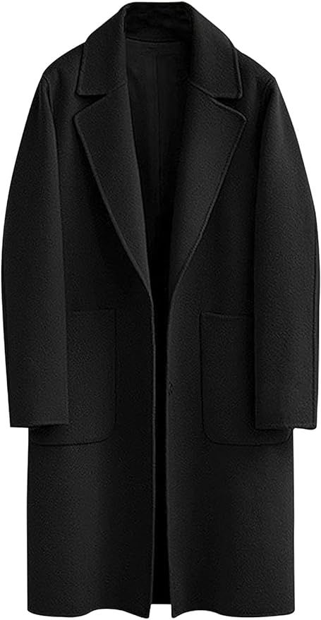 chouyatou Women's Winter Casual Single Breasted Long Wool Coat Formal Office Wool Overcoat | Amazon (US)