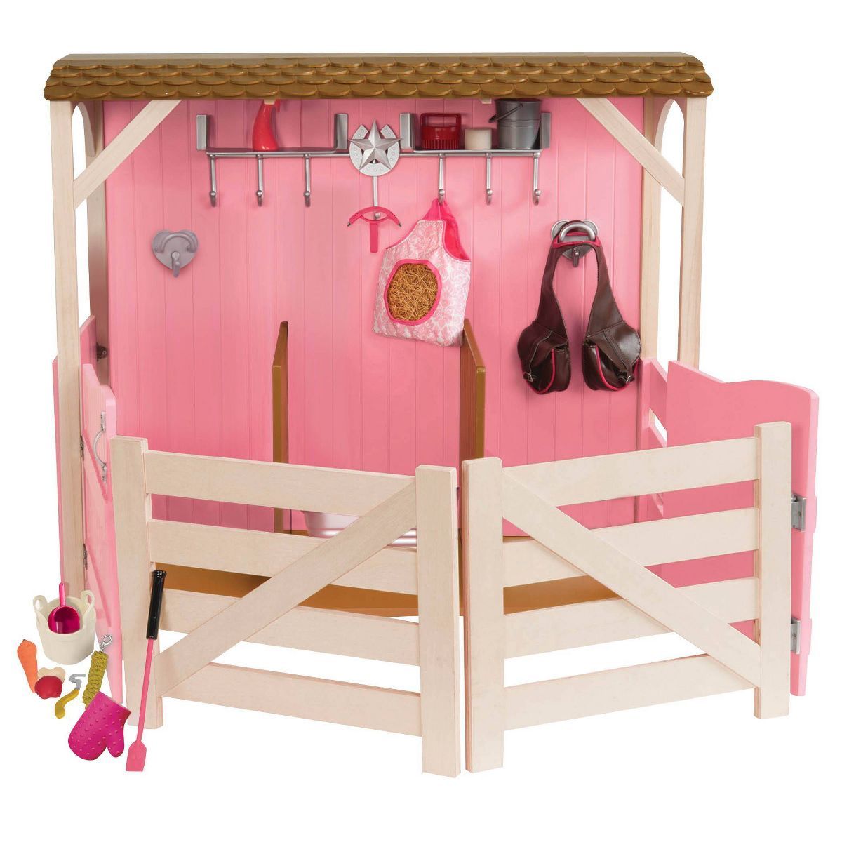 Our Generation Horse Barn Playset for 18" Dolls - Saddle Up Stables - Pink | Target