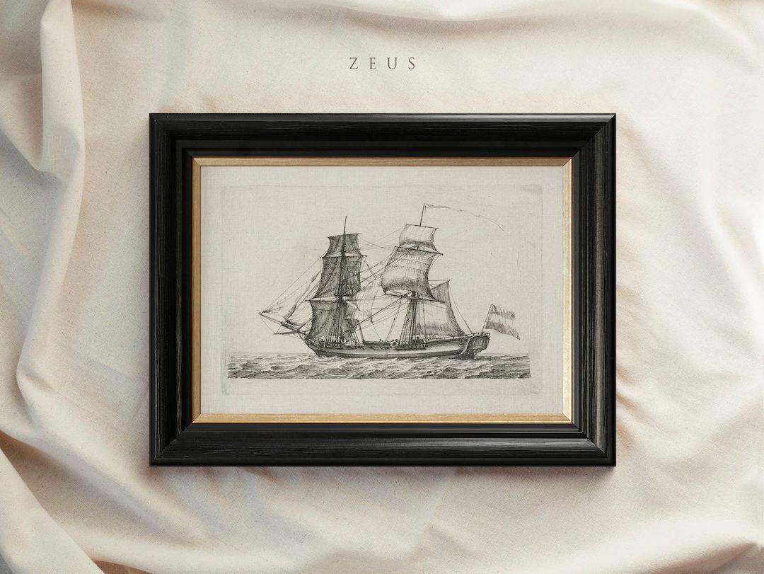 Vintage Print Framed, Boat Drawing, Ship Sketch Art, Seamanship, Nautical Art, Seaman Gift, Gold ... | Etsy (CAD)