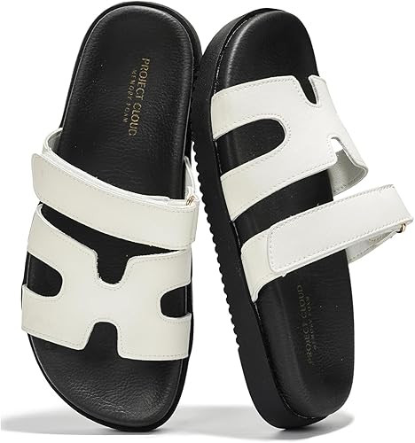 100% Genuine Leather Womens Sandals - Memory Foam Slip on Sandals Women Footwear - Womens Fashion... | Amazon (US)