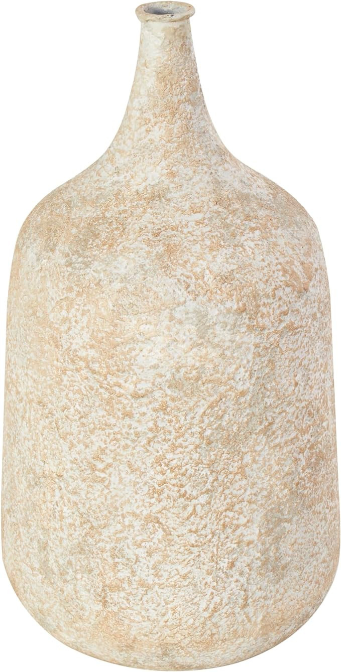 Deco 79 Metal Handmade Antique Style Distressed Vase, 8" x 8" x 15", Beige | Amazon (US)