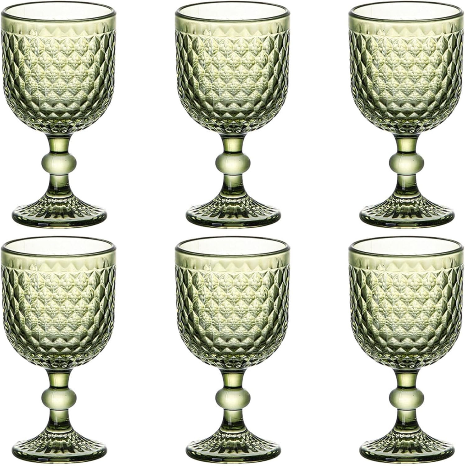 Taganov Green Wine Glass Water Goblets Vintage Glassware set of 6 Colored Stemware 13.5 oz for We... | Amazon (US)