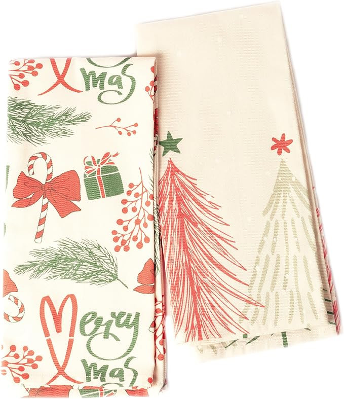 The Fine Living Co. 100% Cotton, Merry Christmas Printed Kitchen Towels, Dish Towels for Drying D... | Amazon (US)