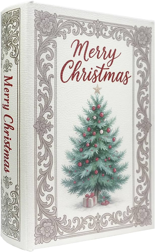 Christmas Decorative Wooden Book Box, Vintage Faux Book Boxes with Leather Cover, Secret Storage ... | Amazon (US)