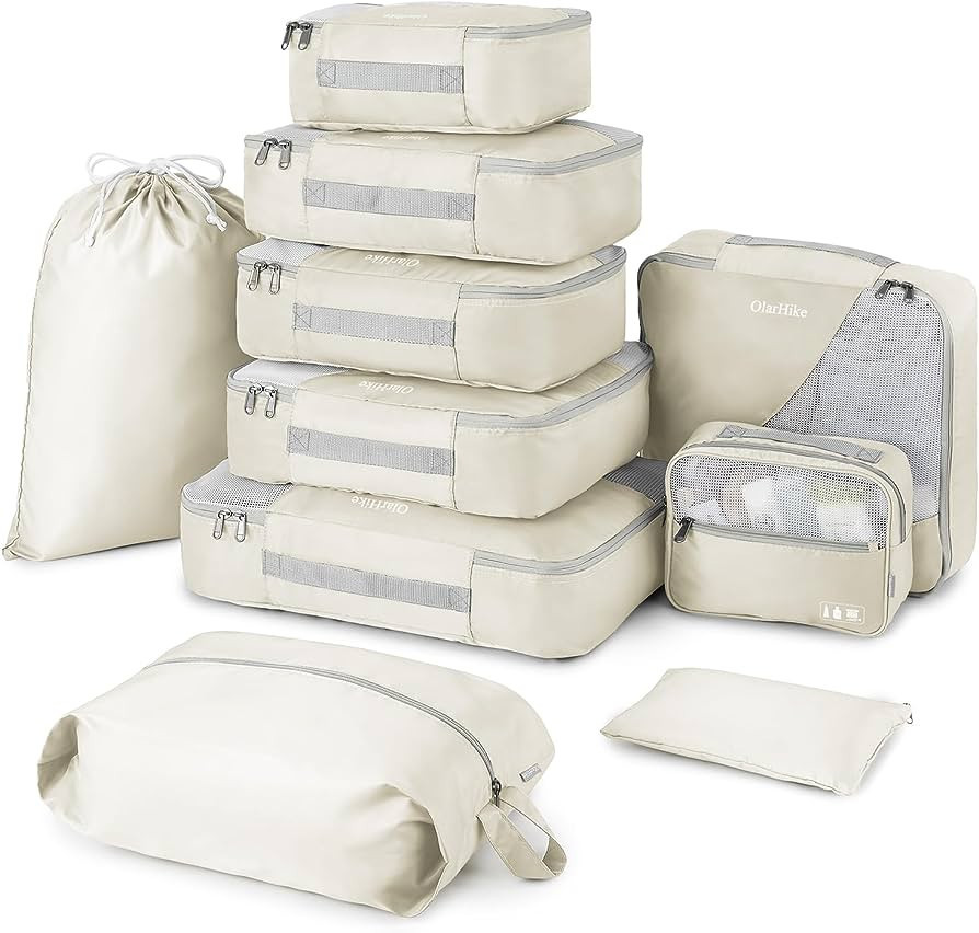 OlarHike Travel Essentials ALL INCLUDED 10 Set Durable Packing Cubes for Suitcases, UPGRADED Anti... | Amazon (US)