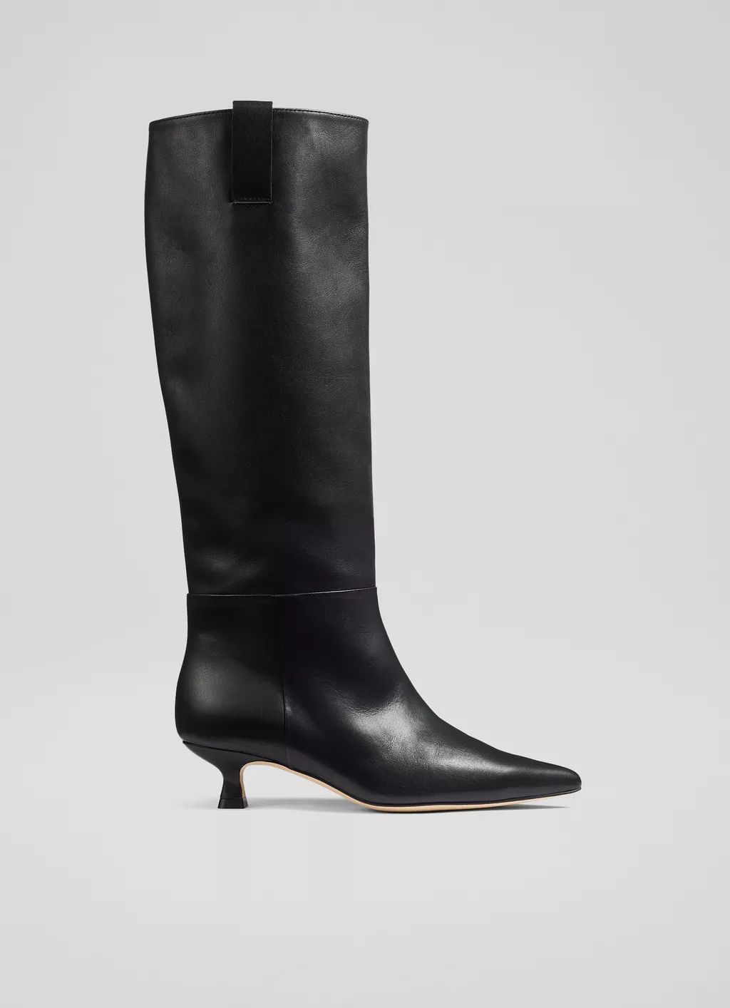 Eden Black Leather Western Style Knee-High Boots | L.K. Bennett (UK)