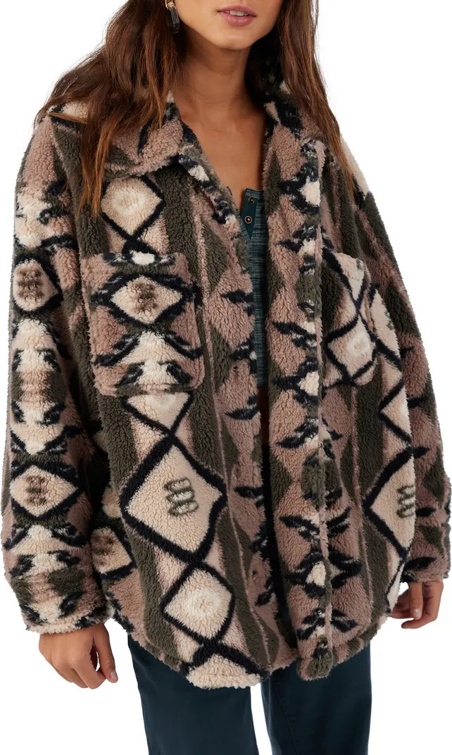 O'Neill Heath Geo Print High Pile Fleece Jacket | Nordstrom | Nordstrom