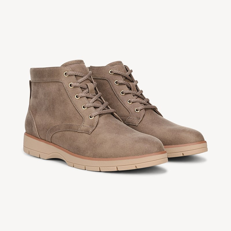 Dr. Scholl's Women's Northstar Lace Up Boot Taupe Faux Leather DRSCH 7.0 M | Dr. Scholls