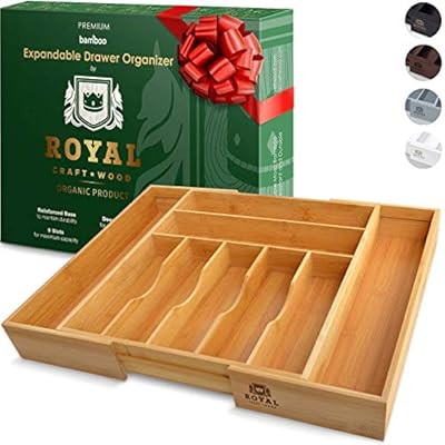 Bamboo Kitchen Drawer Organizer - Expandable Silverware Organizer/Utensil Holder and Cutlery Tray... | Amazon (US)