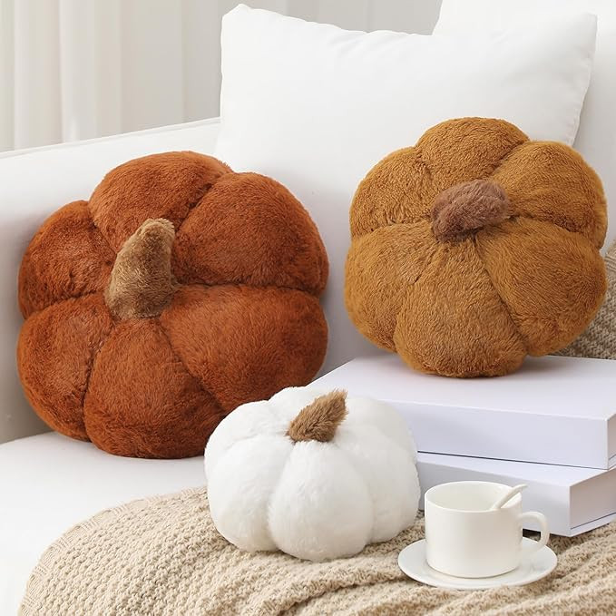 3 Pcs Pumpkin Pillows Plush Fall 3D Pumpkin Shaped Pillows Decorative Rustic Farmhouse Plush Cush... | Amazon (US)