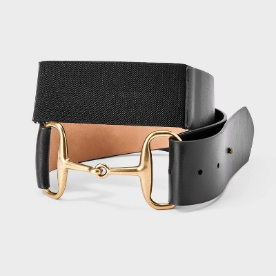 Horsebit Buckle Stretch Belt - A New Day™ Black/Gold 3X/4X | Target