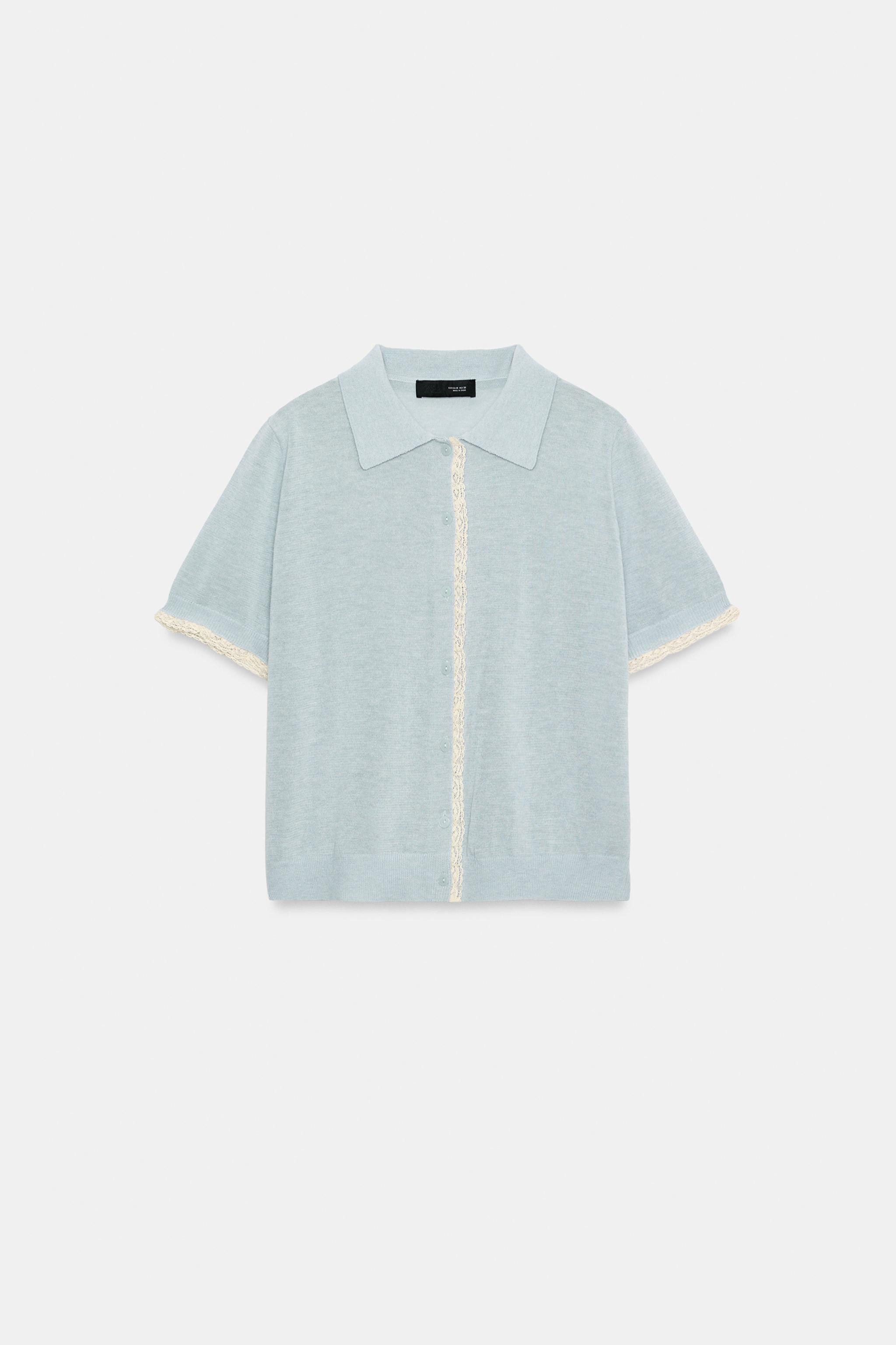SHORT SLEEVE LACE KNIT CARDIGAN | Zara US