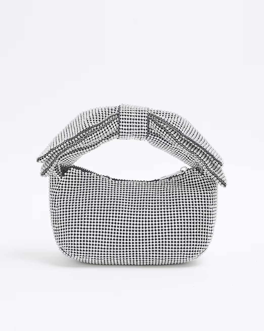 Silver Diamante Bow Clutch Bag | River Island UK & IE