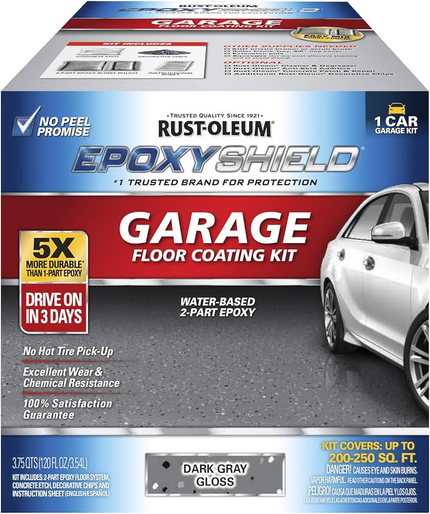 Rust-Oleum 327081 EPOXYSHIELD Garage Floor Coating, 1 Car Kit, Dark Gray | Amazon (US)