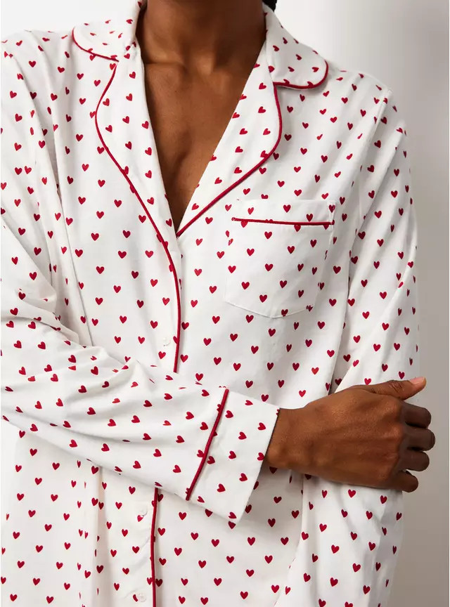 White Heart Print Traditional Pyjamas XL | Tu Clothing