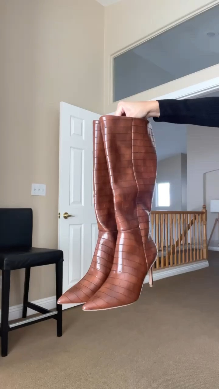 Brown knee high boots + black sweater dress 

#LTKSeasonal #LTKstyletip #LTKHoliday