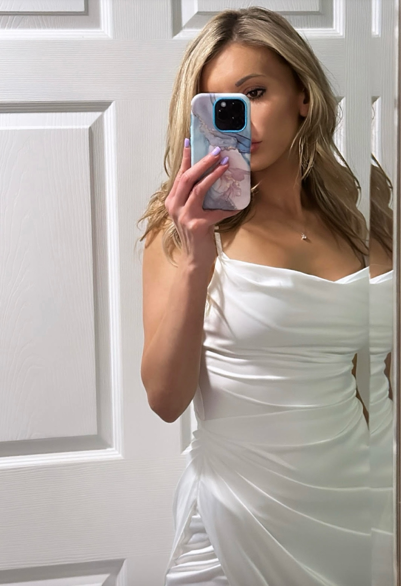 Satin slip bodycon dress - very flattering, true to size 

#LTKWedding #LTKSeasonal #LTKFindsUnder50