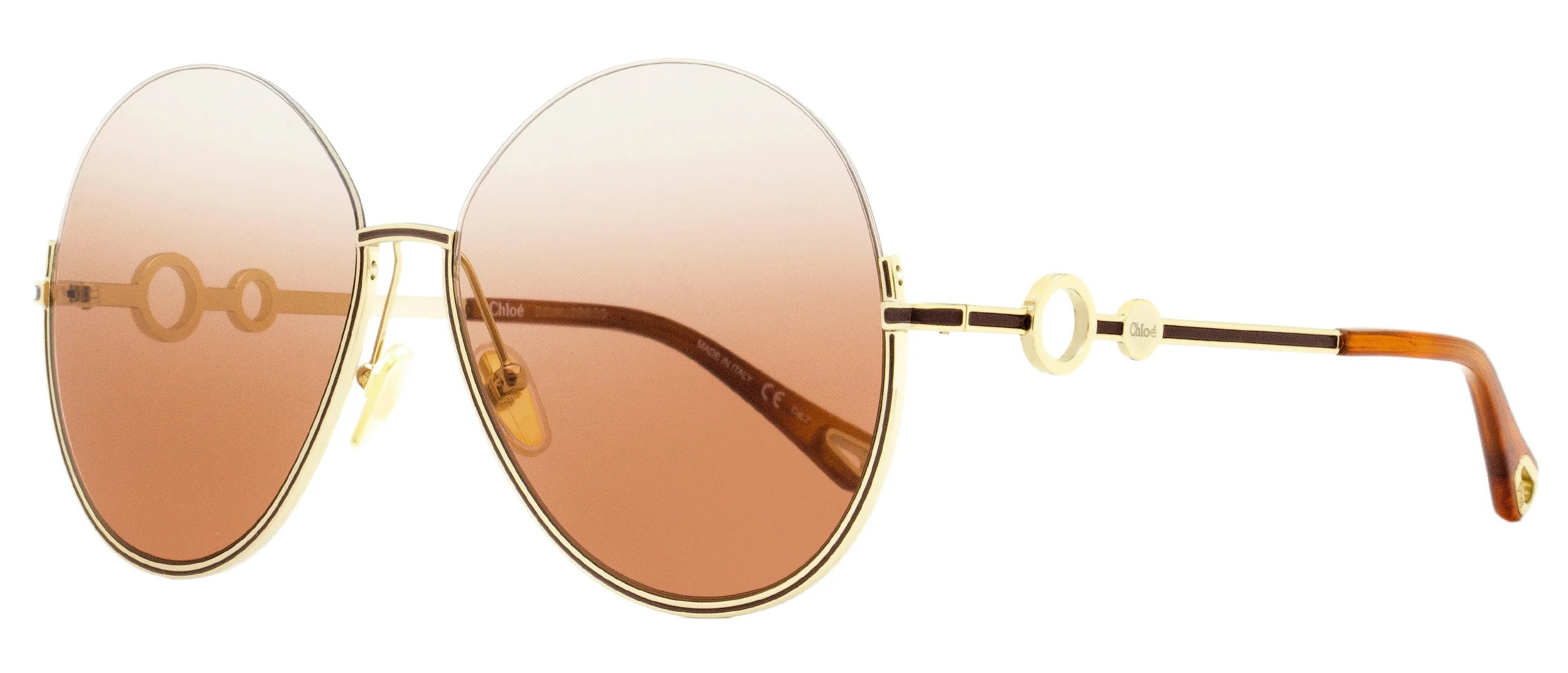 Chloe Women's Round Sunglasses CH0067S 002 Gold/Havana 61mm | Shop Simon