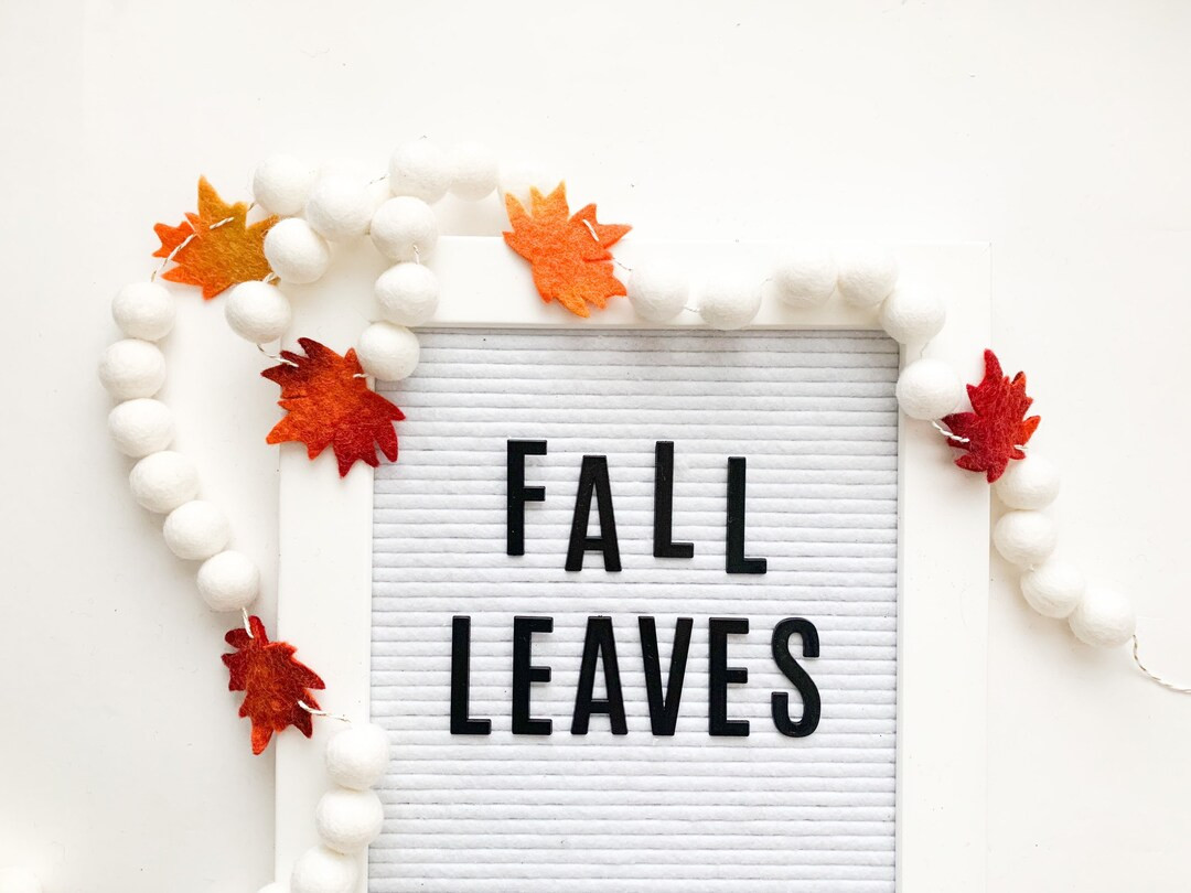 Fall Leaves Felt Ball Garland, Banner, Bunting - Etsy | Etsy (US)