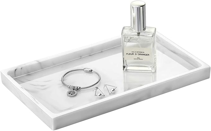 Emibele Jewelry Organizer Resin Tray, Kitchen Bathroom Dresser Vanity Tray Jewelry Dish Ring Hold... | Amazon (US)