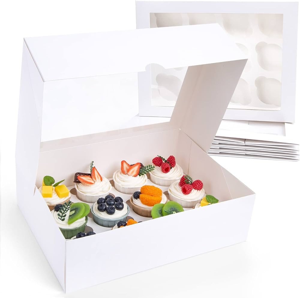 VGOODALL 12 Count Cupcake Boxes, 6PCS Cupcake Container with Window Boxes Holding 72 Pastry Box f... | Amazon (US)