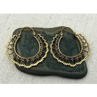 Large Gold Boho Hoops - Bohemian Floral Lacey Flower Hoop Earrings Statement | Etsy (US)