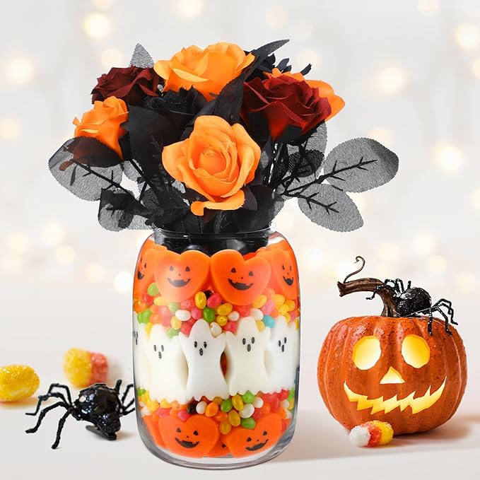 36 Pcs Halloween Vase Filler Mini Pumpkin Ghost Candy Shape Vase Filler Replacement Set Fall Deco... | Amazon (US)