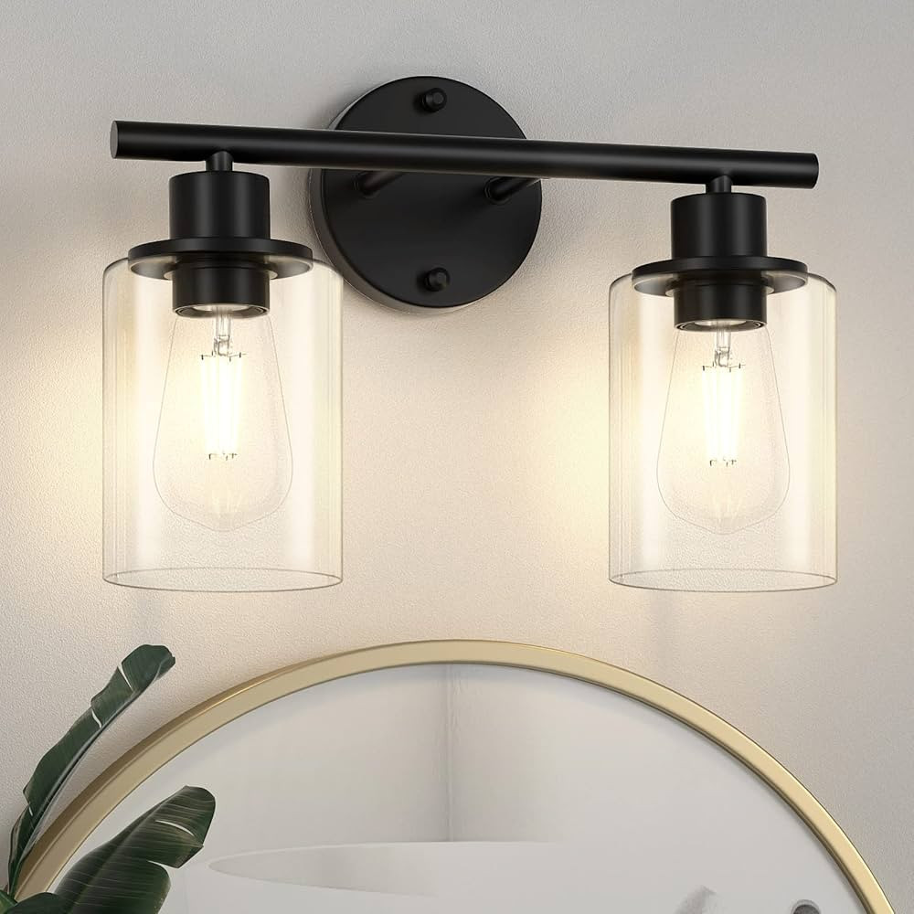 Licperron 2-Light Bathroom Vanity Light Fixtures, Modern Black Bathroom Vanity Lights Over Mirror... | Amazon (US)