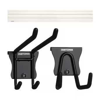 CRAFTSMAN VersaTrack 48-in White Composite Multipurpose Storage Rail System & VersaTrack 4.75-in Black Steel Multipurpose Hook & VersaTrack 6-in Black Steel Multipurpose Hook | Lowe's